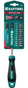 KRAFTOOL X-Drive-14 набор: отвертка-битодержатель с насадками 14 шт