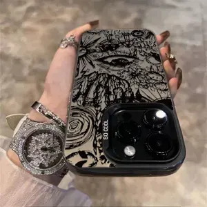 Чехол на Айфон 17 Про Макс / IPhone 17 Pro Max чёрный с темно-абстрактный силиконовый ударопрочный