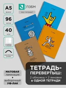 Тетрадь спираль и гребень 96 л 40 шт в клетку и в линейку ПЗБМ Хочу-Могу A5, 023232
