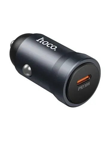 Автомобильная зарядка Hoco; 30W; 1 USB-C; серый; алюминиевый корпус; Z62A