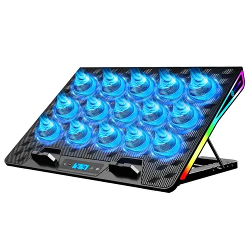 Охлаждающая подставка для ноутбука Evolution LCS-09 RGB, игровая, до 17 дюймов, 15 вентиляторов, ЖК-дисплей, 10 режимов RGB, 4 уровня наклона