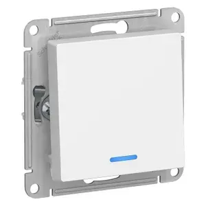 Выключатель одноклавишный с подсветкой с антибактериальным покрытием Schneider Electric ATLAS DESIGN, 10А, механизм, 250В, IP20, белый.