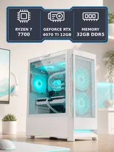 FIRESTRIKE Системный блок (AMD Ryzen 7 5800X, RAM 32 ГБ, SSD 1512 ГБ, NVIDIA GeForce RTX 4070 Ti (12 ГБ), Windows 11 Pro), белый, пурпурный