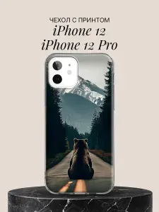 Чехол на iPhone 12 / iPhone 12 Pro с принтом Медведь у горы