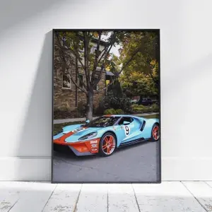 Плакат на стену для интерьера Культовые машины (Ford GT 13) - Постер по легендарным и классическим ретро автомобилям формата А4 (21x30 см)