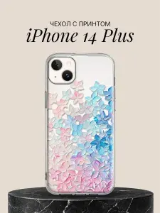 Чехол на iPhone 14 Plus с принтом Лепестки гортензии