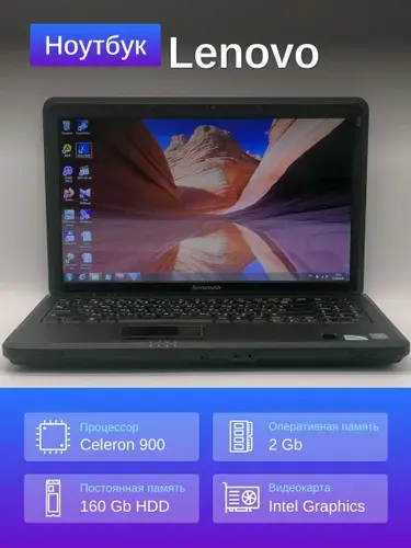 Lenovo Ноутбук 15.6", Intel Celeron 900, RAM 2 ГБ, HDD 160 ГБ, Intel Graphics, Windows Pro, черный, Русская раскладка