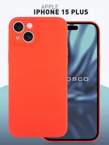 Чехол на iPhone 15 Plus (Айфон 15 Плюс), тонкий с матовым покрытием и защитой модуля камер, красный ROSCO