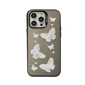 Чехол на Айфон 16 Про Макс / iPhone 16 Pro Max чёрный Бабочки из мопсика