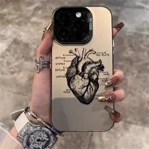 Чехол на Айфона 16 Про Макс / iPhone 16 Pro Max чёрный с сердце силиконовый ударопрочный