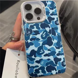 Чехол на Aйфон 17 / IPHONE 17 белый с дизайном Розовый камуфляж BAPE, силиконовый антиударный