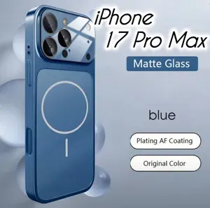 Чехол матовый Premium IPhone 17 Pro Max MagSafe Синий, cтекло на линзах