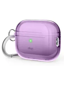 Чехол Elago Clear Hang case для Airpods Pro 2 / на Эирподс Про 2 силиконовый, полупрозрачный с карабином, фиолетовый