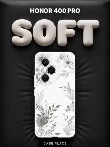 Чехол на Honor 400 Pro Soft Touch с принтом "Цветы сепия"