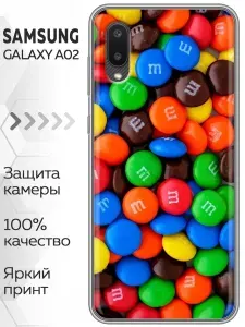 Чехол для Samsung Galaxy A02 с принтом Конфеты яркие на Самсунг Галакси А02