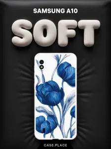 Чехол на Samsung Galaxy A10 Soft Touch с принтом "Роскошные синие цветы"