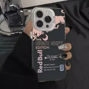 Чехол на Самсунг A36/A56 / SAMSUNG A36/A56 белый с дизайном "Red Bull The Night Shift Edition на черном фоне", силиконовый