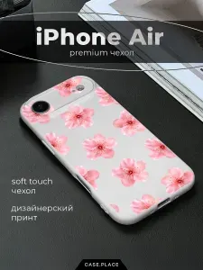 Чехол на iPhone Air Soft Touch с принтом "Цветки сакуры"