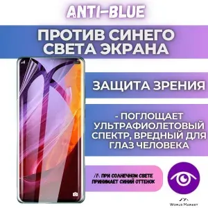 КОМПЛЕКТ 2шт. Защитная гидрогелевая пленка на Realme Neo7 / Anti-blue на экран / защита с эффектом восстановления на Реалми Нео7