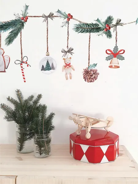 Kotya Motya DESIGN Наклейки на окна новогодние Гирлянда с игрушками