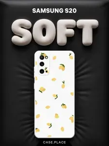 Чехол на Samsung Galaxy S20 Soft Touch с принтом "Паттерн маленькие лимоны"