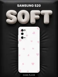 Чехол на Samsung Galaxy S20 Soft Touch с принтом "Паттерн из сердец"