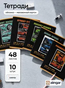 Тетрадь общая 48 л, А5, в клетку, 10 шт
