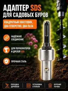 Квадратный хвостовик два отверстия два паза садовые буры адаптеры, бур садовый для перфоратора