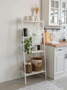 Стеллаж металлический лофт для ванной кухни / белый