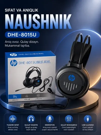 Hp dhe-8015u usb проводная стерео гарнитура с микрофоном для пк и ноутбука