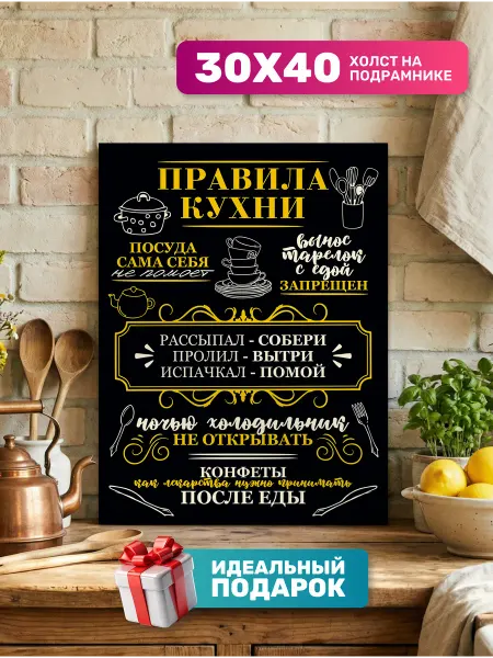 Diamond pixel Картина на стену Правила кухни