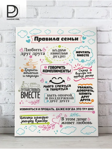 Diamond pixel Картина на стену Правила семьи