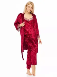 Пижама DINAR TEXTILE велюровая со штанами и халатом комплект