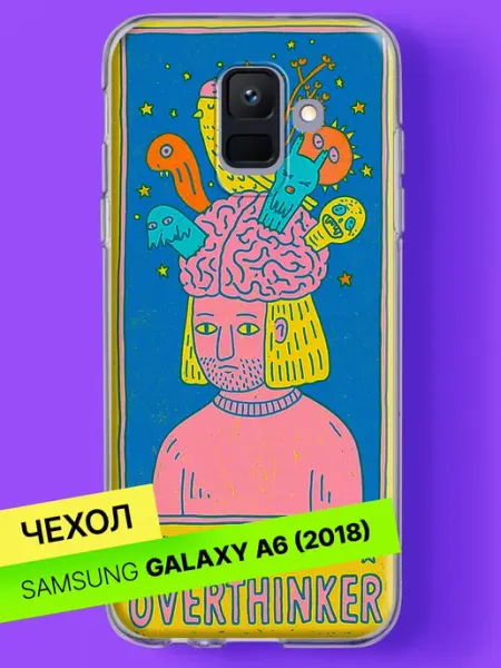 Чехол на A6 2018 с принтом Мыслитель с птичками Samsung