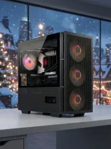 Robotcomp Системный блок Зевс 3.0 V3 Plus (Intel Core i9-14900KF, RAM 64 ГБ, SSD 2000 ГБ, HDD 2000 ГБ, NVIDIA GeForce RTX 5070 Ti (16 Гб), Windows 11 Pro), золотой, черный