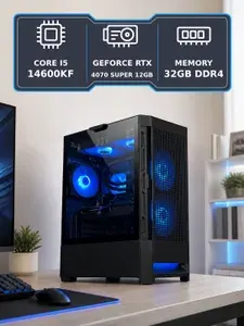 FIRESTRIKE Системный блок (Intel Core i5-14600KF, RAM 32 ГБ, SSD 2000 ГБ, NVIDIA GeForce RTX 4070 SUPER (12 Гб), Windows 11 Pro), белый, фиолетовый