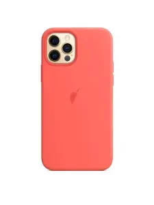 Чехол силиконовый Магсейф для iPhone 12 Pro Max Pink Citrus с анимацией NFC, Silicone case Магсейф для айфон 12 про макс - Оранжево-розовый