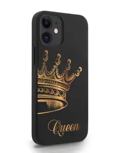 Черный силиконовый чехол для iPhone 12 Mini Парный чехол корона Queen для Айфон 12 Мини