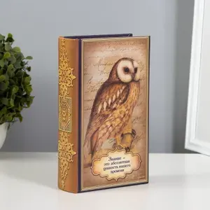 Шкатулка книга-сейф Знание - это абсолютная ценность нашего времени , дерево, искусственная кожа, 21 13 5 см