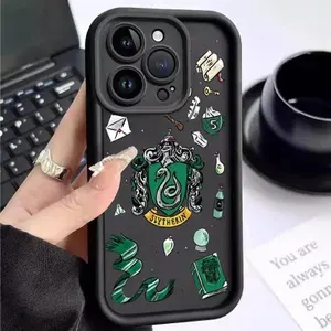 Чехол на Айфон 13 / IPHONE 13 чёрный с дизайном Слизерин, силиконовый антиударный