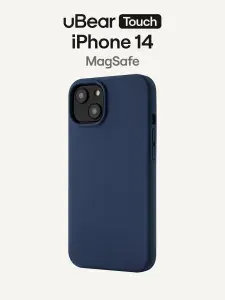 Чехол защитный uBear Touch Mag Case для iPhone 14, MagSafe совместимый, силикон, софт-тач, тёмно-синий