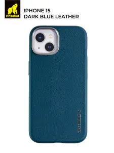 Чехол на iPhone 15, Magsafe Premium Magnetic Leather тёмно синий Blueo Type Gorilla