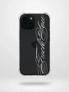 Прозрачный чехол на айфон 15 с белой надписью У2К пинтерест / iphone Y2K pinterest