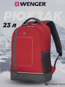 Рюкзак городской мужской женский WENGER NEXT Tyon, с отделением для ноутбука 16", красный