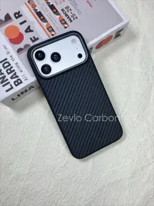 Чехол для iPhone 17 Pro Max из кевлара и TPU, сверхтонкий, черный без защиты объектива, карбон, противоударный