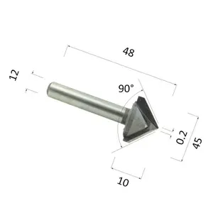 Фреза DJTOL N2V124590 V-образная конусная (по дереву, композиту (АКП), пластику)