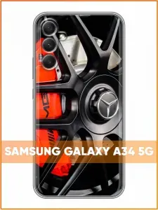 Чехол для Samsung Galaxy A34 5G с принтом Мерседес