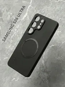 Чехол на Samsung Galaxy S26 Ultra / Самсунг Галакси С26 Ультра магнит MagSafe противоударный кожа ЧЕРНЫЙ