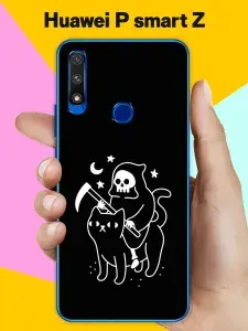 Силиконовый чехол на Huawei P Smart Z Череп и кот / для Хуавей Пи Смарт Зет