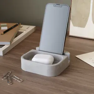 Подставка для телефона настольная, держатель для смартфона и планшета Oliver, бетон, серый матовый